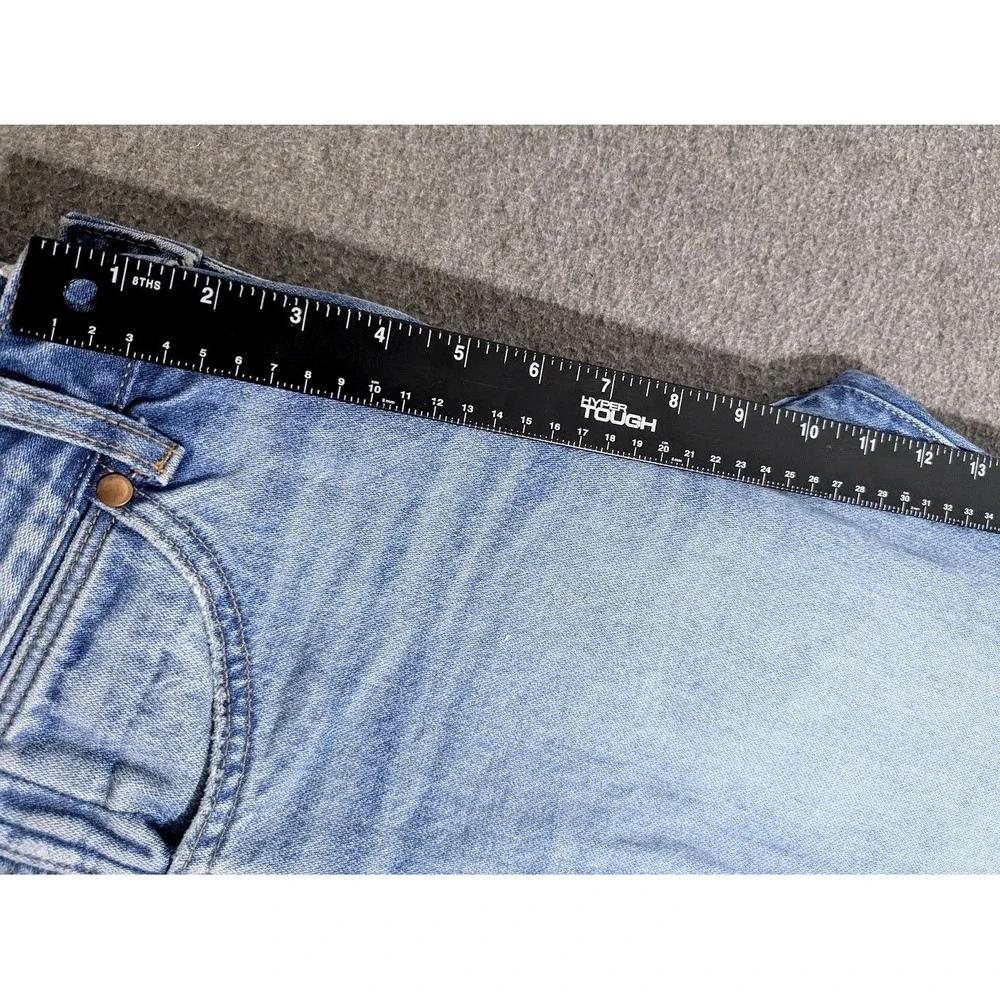 Wrangler Earthwash High Rise Straight Leg 27x28 Jeans Light Blue Distressed